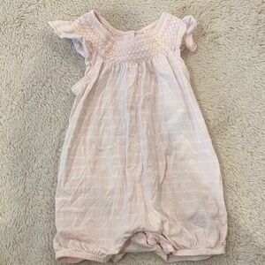 Ralph Lauren Baby Pink Smocked Plaid Romper One Piece 9M